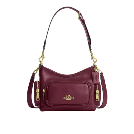Coach Women's Laurel Shoulder Bag 22 With Pockets Gold/Dark Cherry