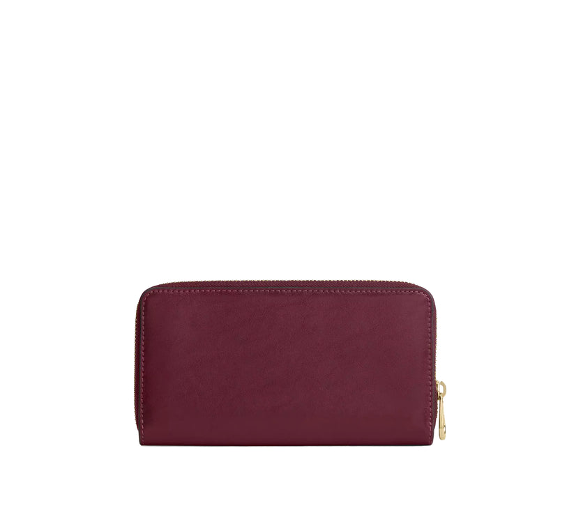 Coach Women's Long Zip Around Wallet Gold/Dark Cherry