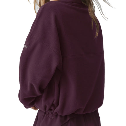 alo Women's Polar Fleece Retreat Cover Up Rich Bordeaux