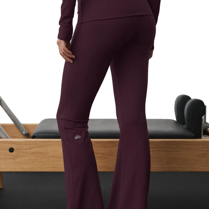 alo Women's ALO Softsculpt Foldover Flare Legging (Regular) Rich Bordeaux