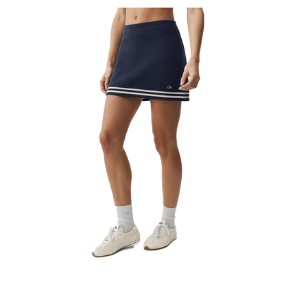 alo Women's Tennis Club Sweater Knit Skirt Navy/Ivory