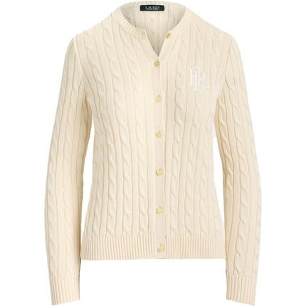 Polo Ralph Lauren Women's Cable-Knit Cotton-Blend Cardigan Mascarpone Cream