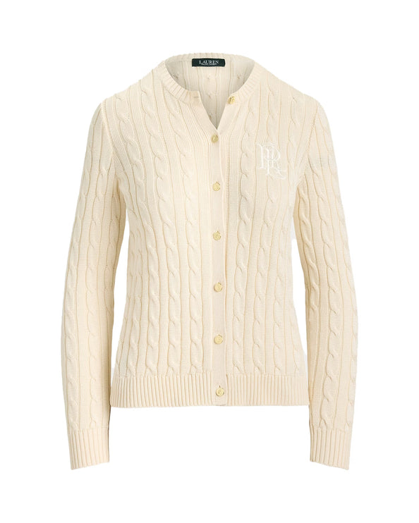 Polo Ralph Lauren Women's Cable-Knit Cotton-Blend Cardigan Mascarpone Cream