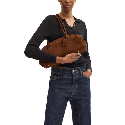 Coach Women's Empire Carryall Bag 34 Suede/Brass/Warm Brown