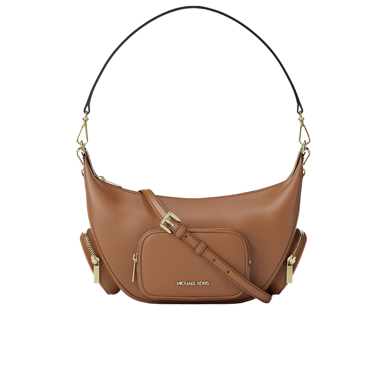 Michael Kors Women's Merritt Medium Pebbled Leather Convertible Shoulder Bag Luggage/Gold