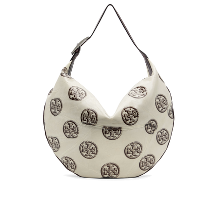 Tory Burch Women's  T Monogram Balloon Bag White/Spiced Mocha