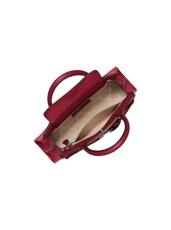Michael Kors Women's Greta Small Leather Satchel Bag Maroon