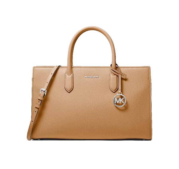 Michael Kors Women's Scarlett Medium Textured Satchel Peanut/Silver