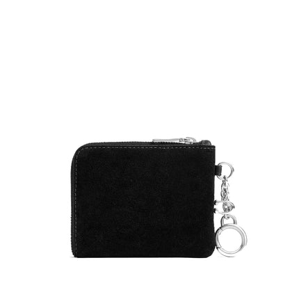 Coach Women's Small Corner Zip Wallet Suede/Silver/Black