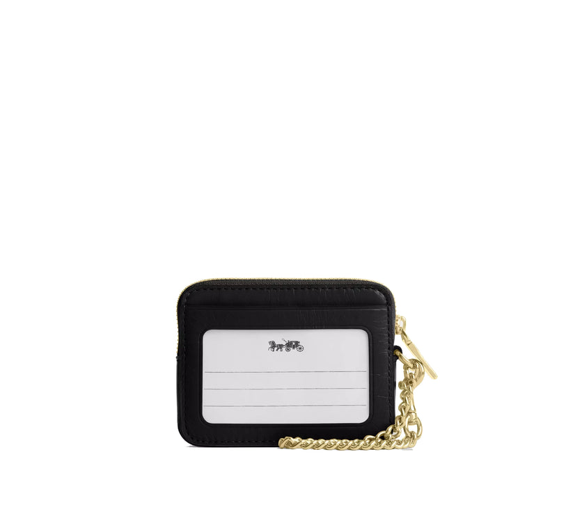 Coach Women's Zip Card Case With Quilting Gold/Black