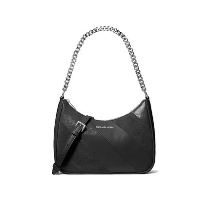 Michael Kors Women's Jet Set Travel Large Convertible Pochette Bag Black/Silver