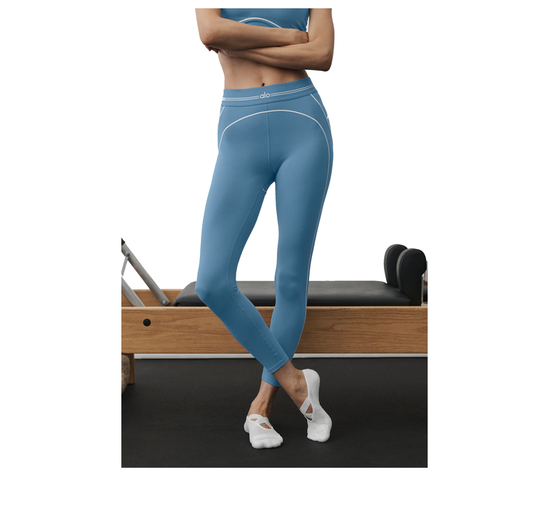 alo Women's Airbrush High-Waist 7/8 Heart Throb Legging California Blue/White
