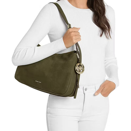 Michael Kors Women's Nolita Medium Nubuck Shoulder Bag Loden