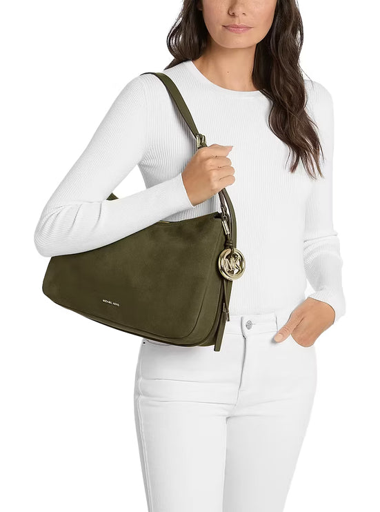 Michael Kors Women's Nolita Medium Nubuck Shoulder Bag Loden
