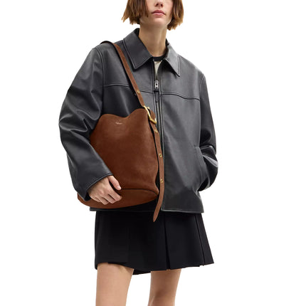 Coach Women's Bleecker Bucket Bag Suede/Brass/Warm Brown