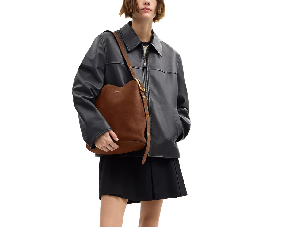 Coach Women's Bleecker Bucket Bag Suede/Brass/Warm Brown