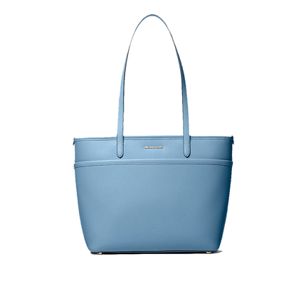 Michael Kors Women's Marlowe Medium Pebbled Leather Pocket Tote Bag Chambray/Gold