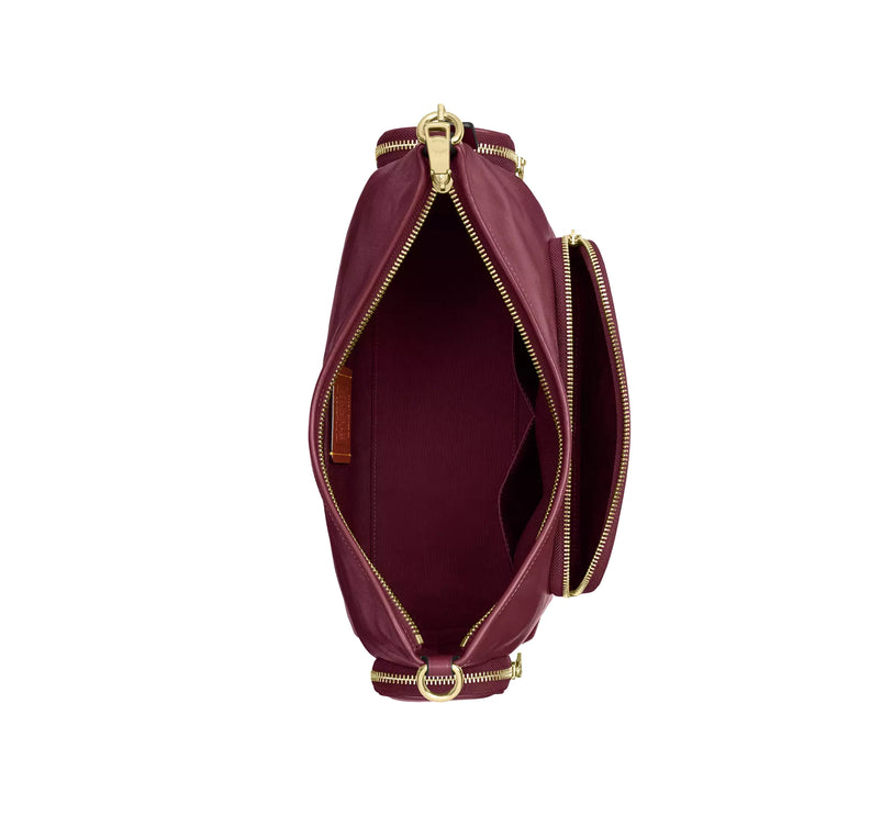 Coach Women's Laurel Shoulder Bag With Pockets Gold/Dark Cherry