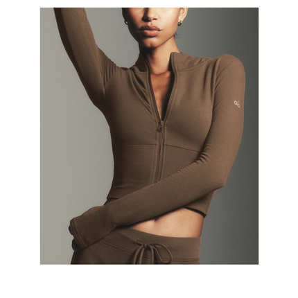alo Women's Sway Full Zip Hoodie Java Brown