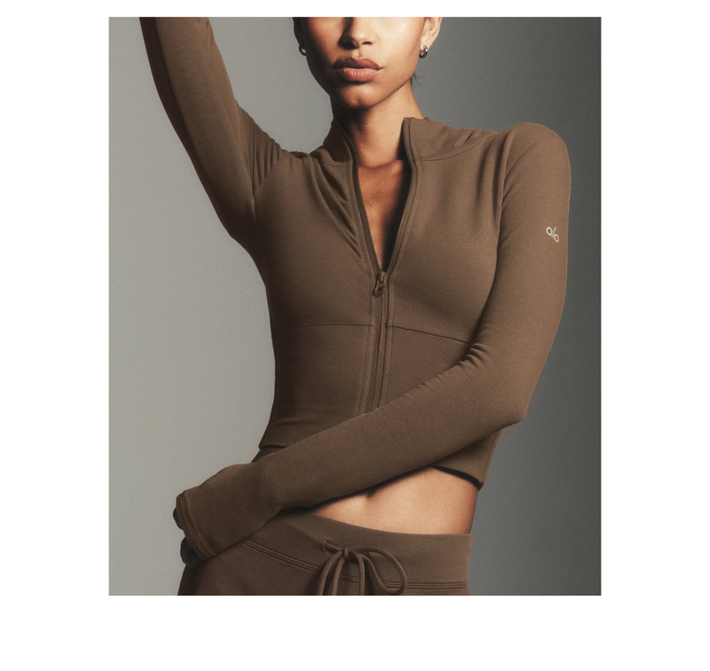 alo Women's Sway Full Zip Hoodie Java Brown