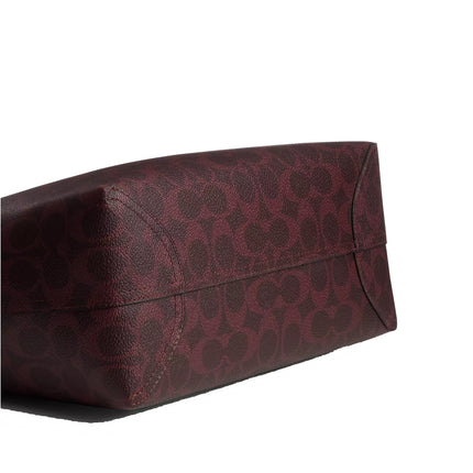 Coach Women's Medium City Tote Bag In Signature Canvas Gold/Black Currant