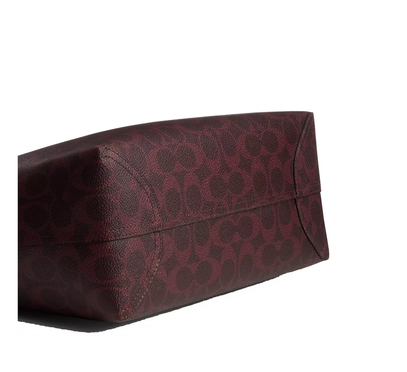 Coach Women's Medium City Tote Bag In Signature Canvas Gold/Black Currant