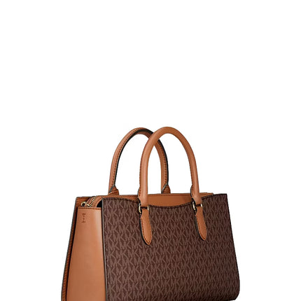 Michael Kors Women's Arden Medium Signature Logo Top-Zip Satchel Bag Brown