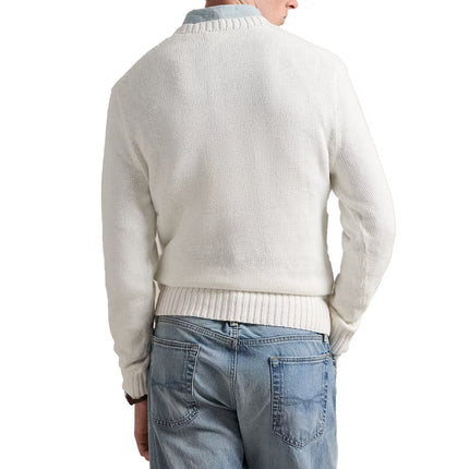 Polo Ralph Lauren Men's Polo Bear Cotton-Linen Sweater Deckwash White