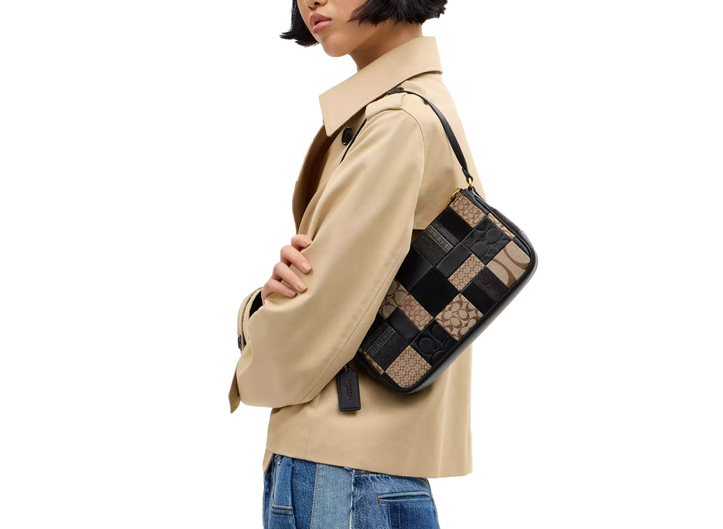 Coach Women's Plaza Bag 25 With Patchwork Brass/Black Multi