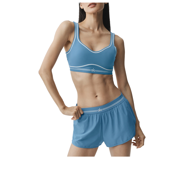 alo Women's Airbrush Heart Throb Bra California Blue/White