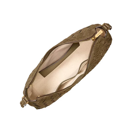 Michael Kors Women's Nolita Medium Hand-Woven Suede Shoulder Bag Loden/Gold