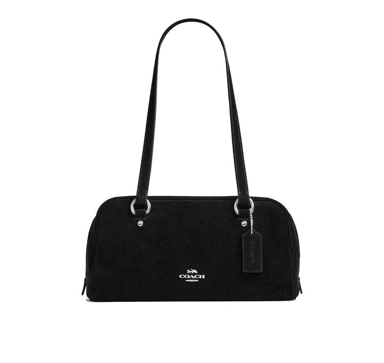 Coach Women's Sydney Shoulder Bag Suede/Silver/Black