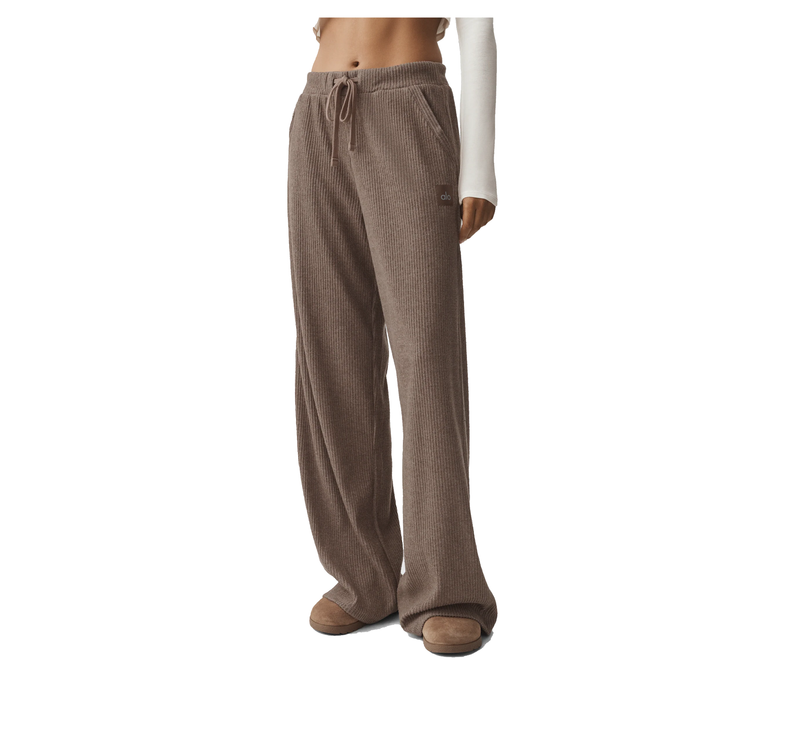 alo Women's Muse Wide Leg Pant Java Brown Heather