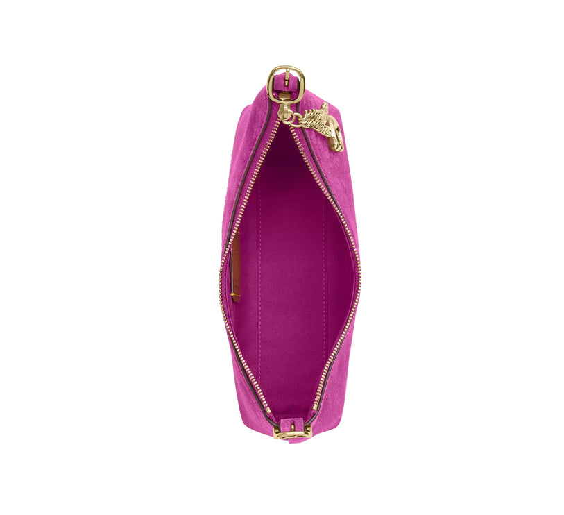 Coach Women's Emeilia Shoulder Bag Suede/Gold/Magenta