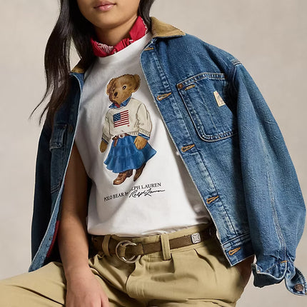 Polo Ralph Lauren Girl's Polo Bear Cotton Jersey Tee White