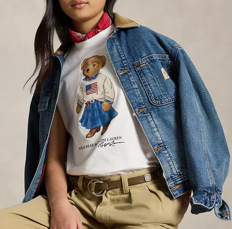Polo Ralph Lauren Girl's Polo Bear Cotton Jersey Tee White