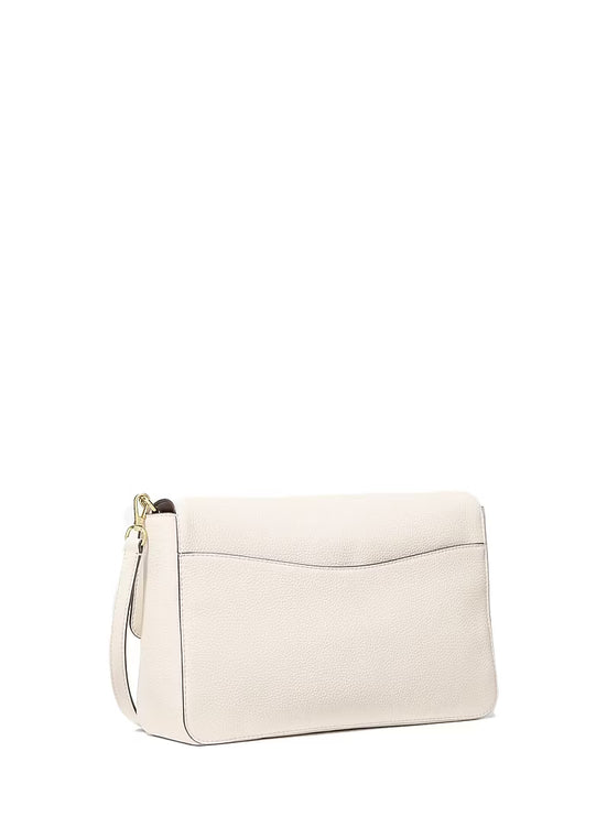 Michael Kors Women's Kacey Large Pebbled Leather Convertible Shoulder Bag Light Cream/Gold