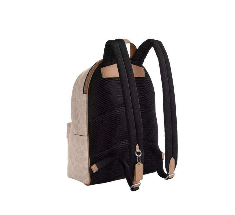 Coach Women's Taylor Small Backpack In Signature Canvas Silver/Sand/Taupe