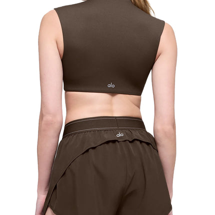 alo Women's Softsculpt Capped Out Short Sleeve Espresso