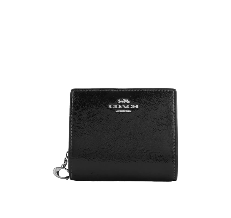 Coach Women's Snap Wallet Crinkle Leather/Silver/Black