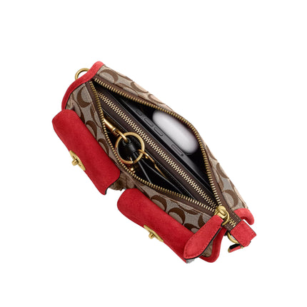 Coach Women's Twin Turnlock Waverly Bag In Signature Jacquard Brass/Poppy Signature