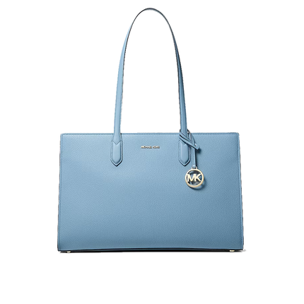 Michael Kors Women's Scarlett Medium Textured Tote Bag Chambray/Gold