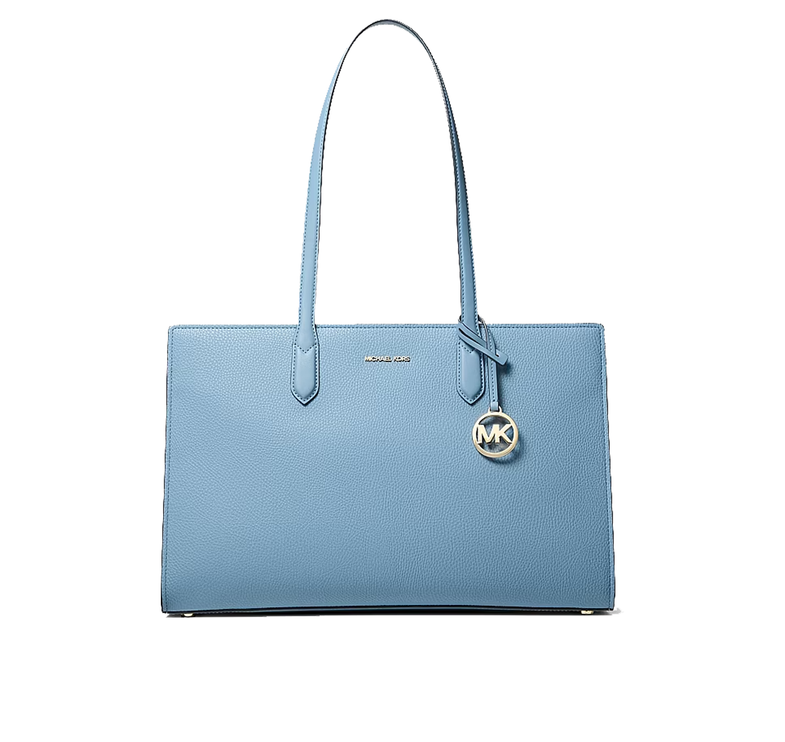 Michael Kors Women's Scarlett Medium Textured Tote Bag Chambray/Gold