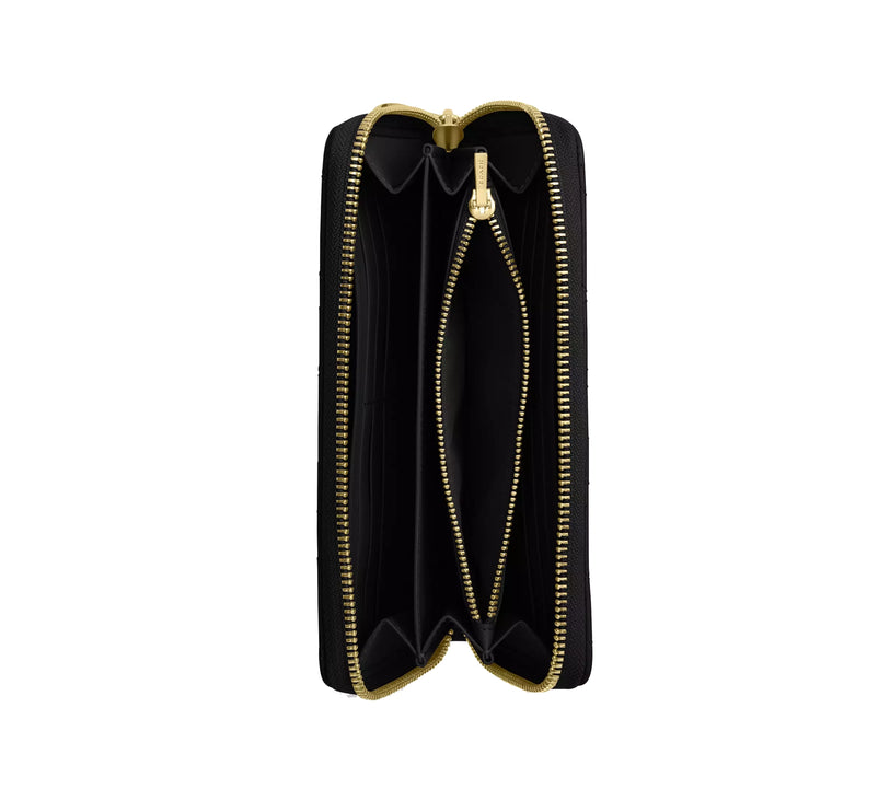 Coach Women's Long Zip Around Wallet With Quilting Gold/Black