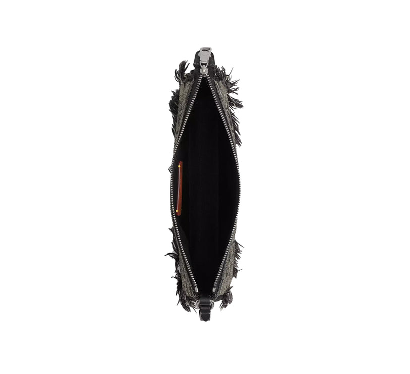 Coach Women's Plaza Bag In Regenerative Cotton Denim With Loved Crystal Signature Silver/Black