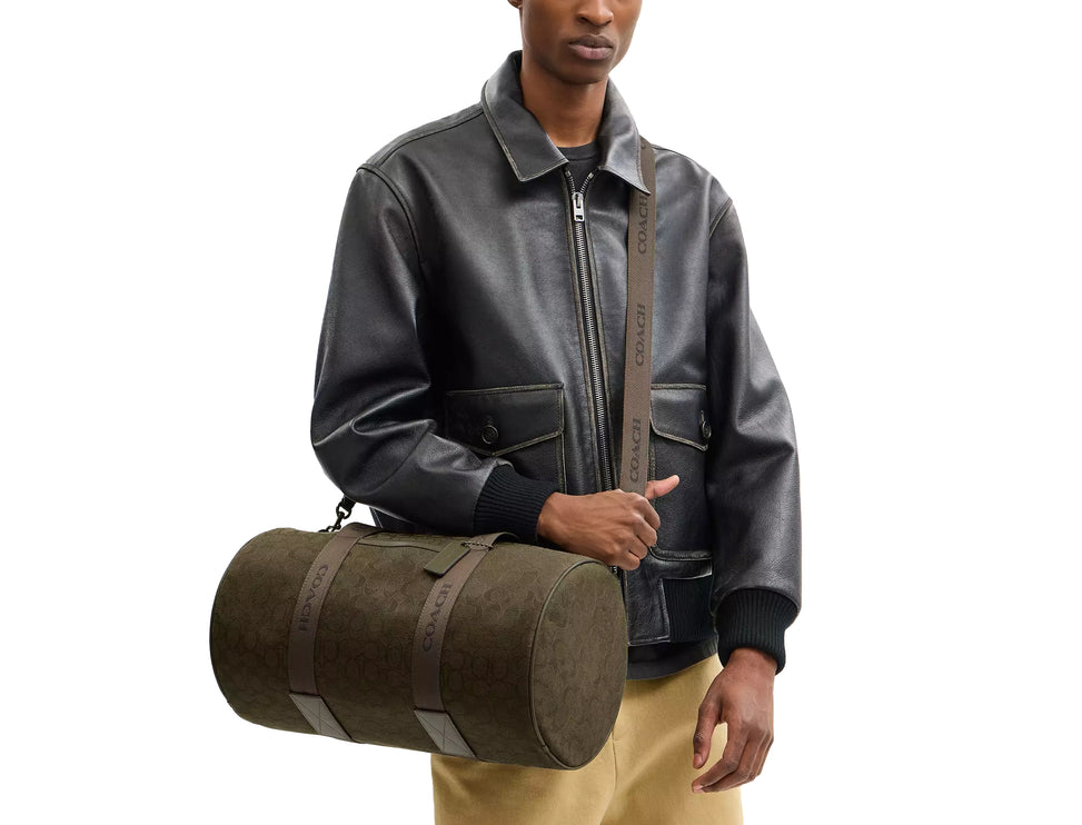 Coach Men's Theo Duffle In Signature Jacquard Olive Drab
