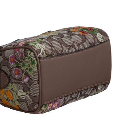 Coach Women's Mini Rowan Crossbody Bag In Signature Jacquard With Floral Embroidery Gold/Oak Multi