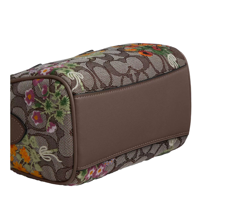 Coach Women's Mini Rowan Crossbody Bag In Signature Jacquard With Floral Embroidery Gold/Oak Multi