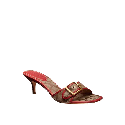 Coach Women's Margot Sandal In Signature Jacquard Khaki/Poppy