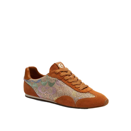 Coach Women's Flat Sneaker In Crystal Signature Jacquard Light Tan Multi